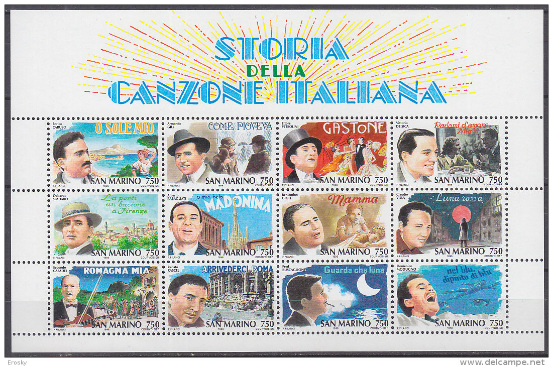 B2249 - SAN MARINO BF Ss N°43 ** CHANSON ( Registered Shipment Only ) - Blocchi & Foglietti