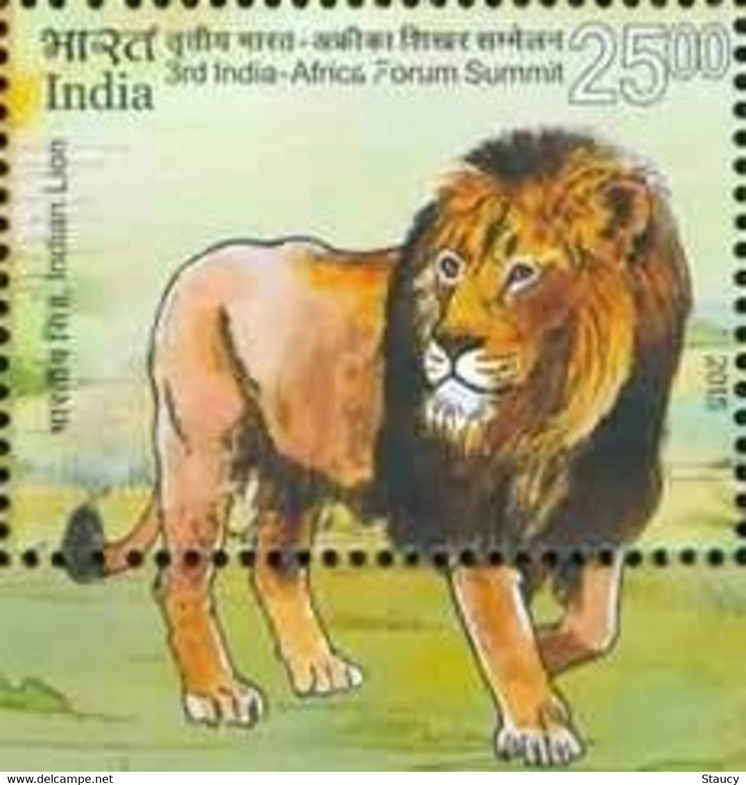 INDIA 2015 Lion 1v Stamp 3rd India - Africa Forum Summit MNH As Per Scan - Autres & Non Classés