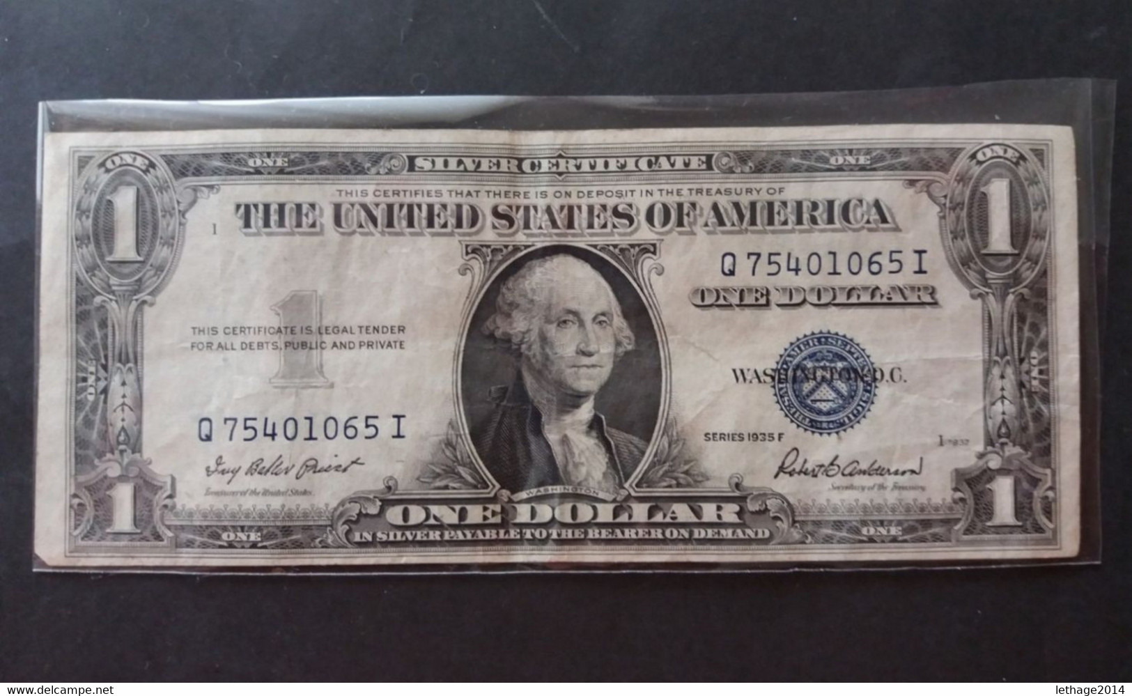 UNITED STATE EE.UU ÉTATS-UNIS US USA George Washington, 1732-1799  ONE DOLLAR CERTIFICATE SILVER 1 $ - Silver Certificates (1928-1957)