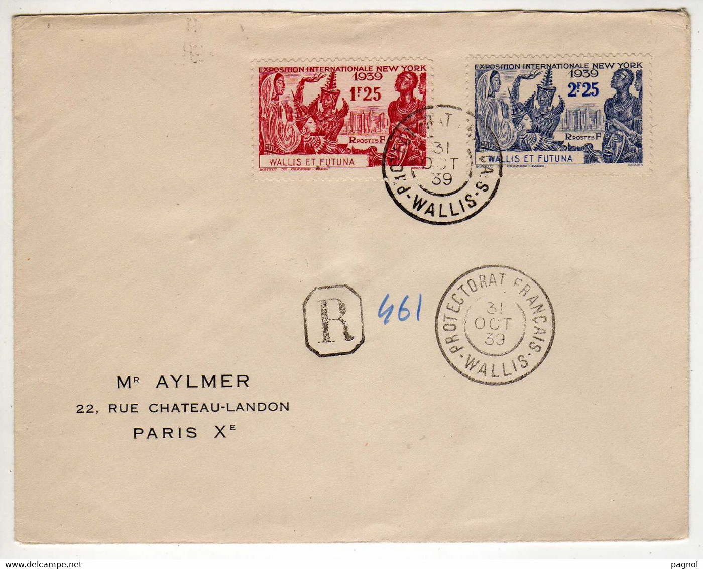 Wallis Et Futuna  : Lettre : Expos. Inter. New-York 1939 : Recommandée : N°461 - Covers & Documents