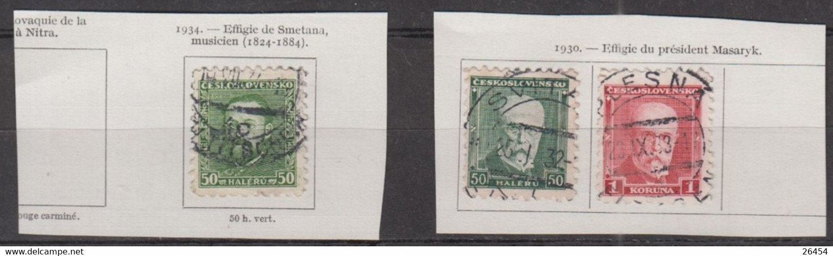 TCHECOSLOVAQUIE  Lot De 14  Timbres Oblitérés Années Mélangées    Sur Charnières    Provenant De Feuilles D'album - Collezioni & Lotti