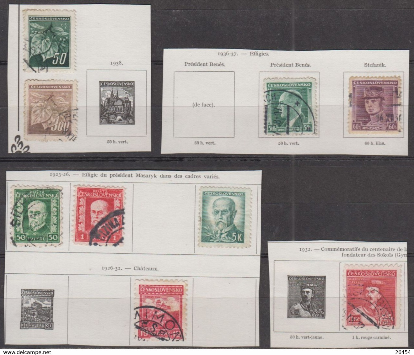 TCHECOSLOVAQUIE  Lot De 14  Timbres Oblitérés Années Mélangées    Sur Charnières    Provenant De Feuilles D'album - Verzamelingen & Reeksen