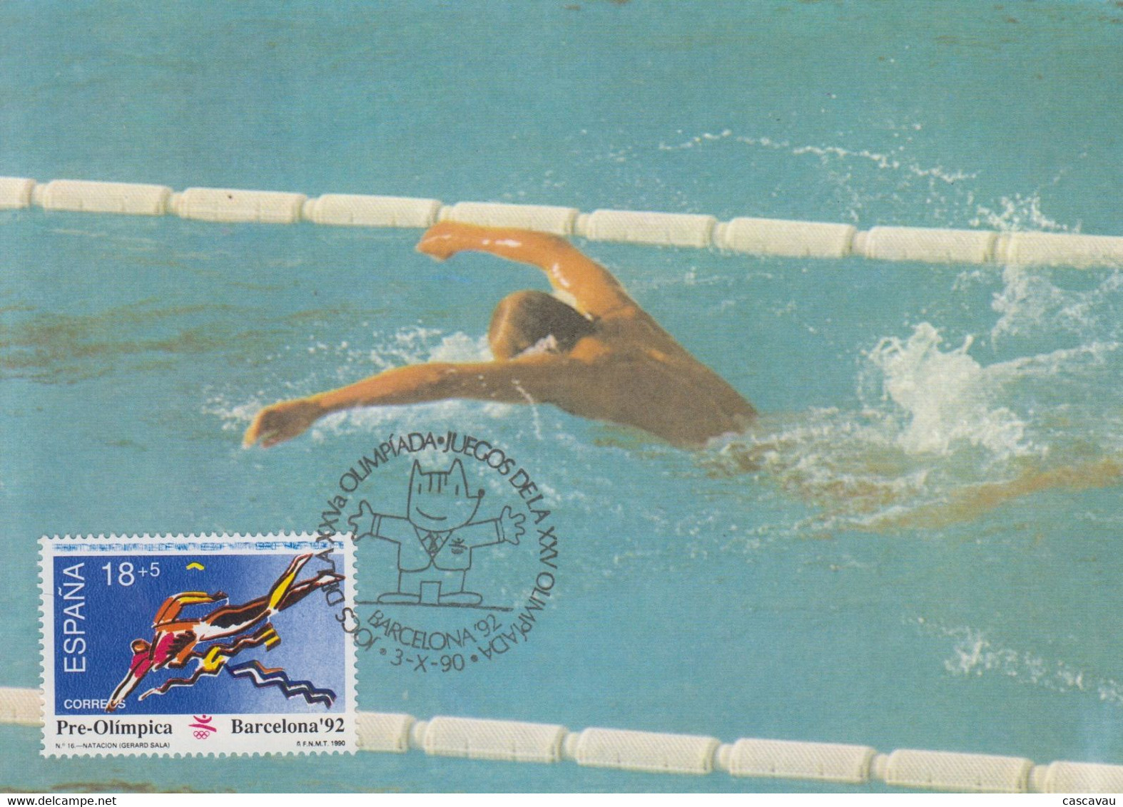 Carte  Maximum  1er  Jour   ESPAGNE   Natation   Série  Préolympique    JEUX  OLYMPIQUES  BARCELONE  1990 - Nuoto