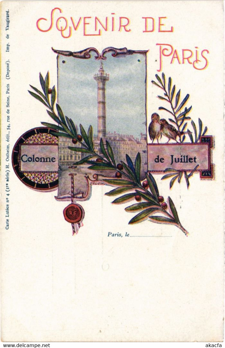 CPA Souvenir De PARIS Colonne De Juillet LITHO (1243974) - Statues