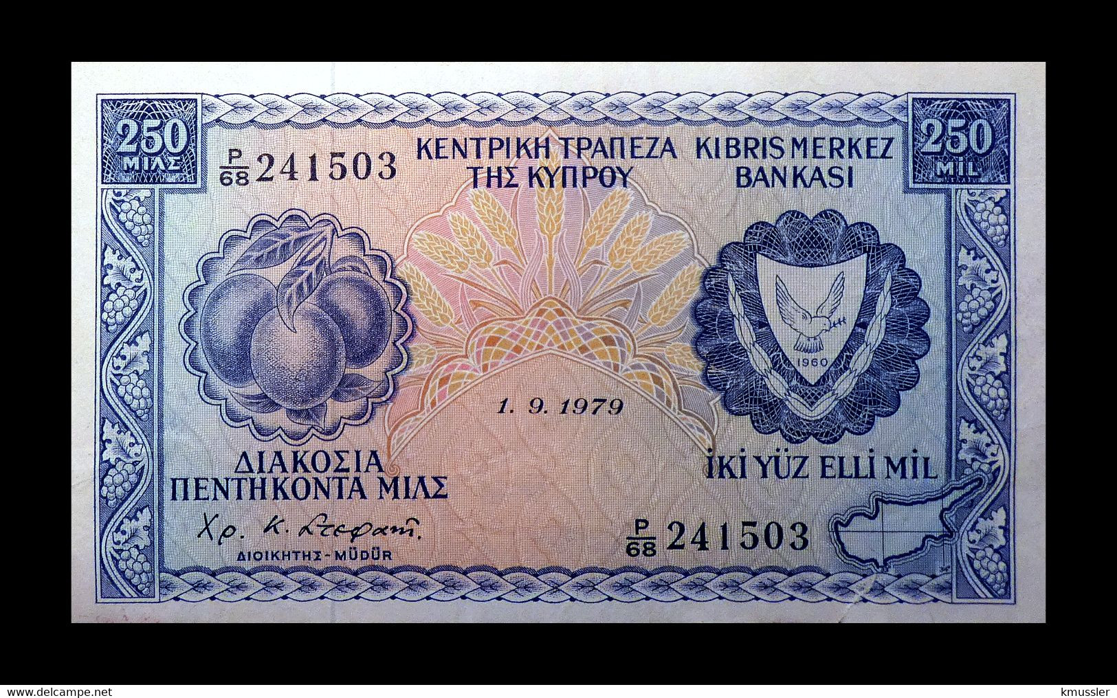# # # Banknote Zypern (Cyprus) 250 Mils 1979 # # # - Cyprus