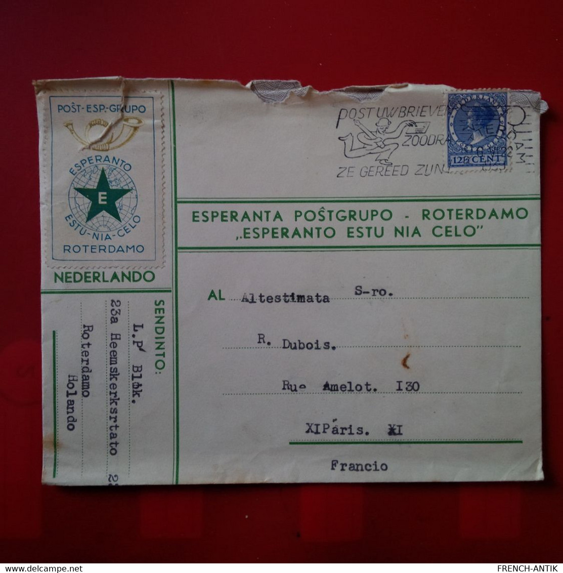 LETTRE ESPERANTO ROTERDAMO ROTERDAM - Esperánto