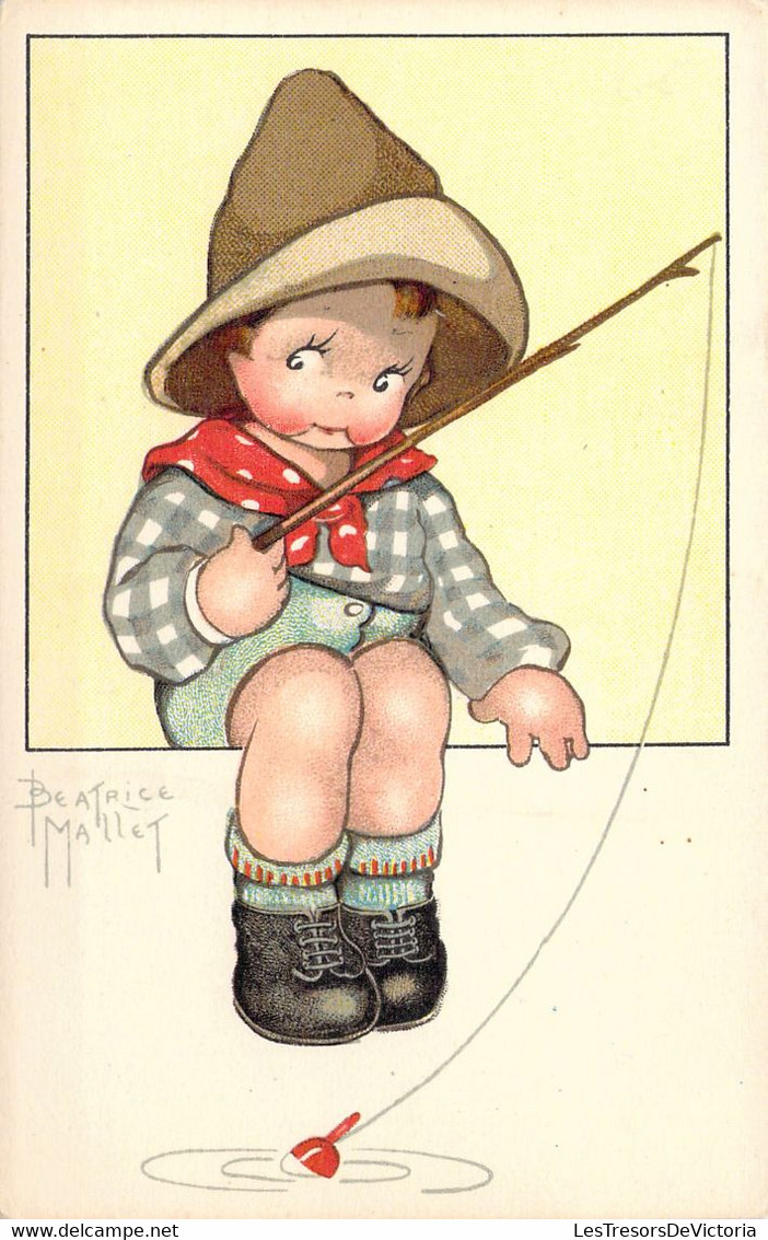 CPA - Illustrateur Signé - BEATRICE MALLET - Une Pêcheuse à La Ligne - EC SEINE Samaritaine PARIS - - Mallet, B.