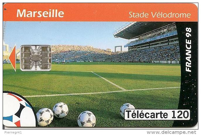 CARTE-PUBLIC-F 876.985-120U-04/98-SC7-MARSEILL-STADE-COUPE DU MONDE 98-V° N°SERIE Commtt Par 7-UTILISE-TBE-RARE-Va Rieté - Varietà