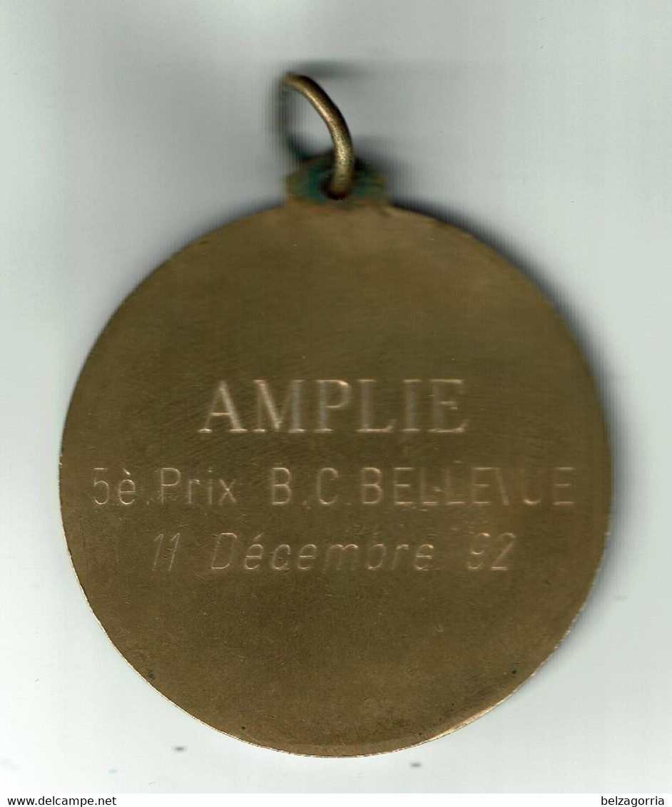 MEDAILLE BILLARD  "AMPLIE "  5é Prix B C BELLEVUE -  11 Décembre 1992 à Identifier - VOIR SCANS - Biliardo