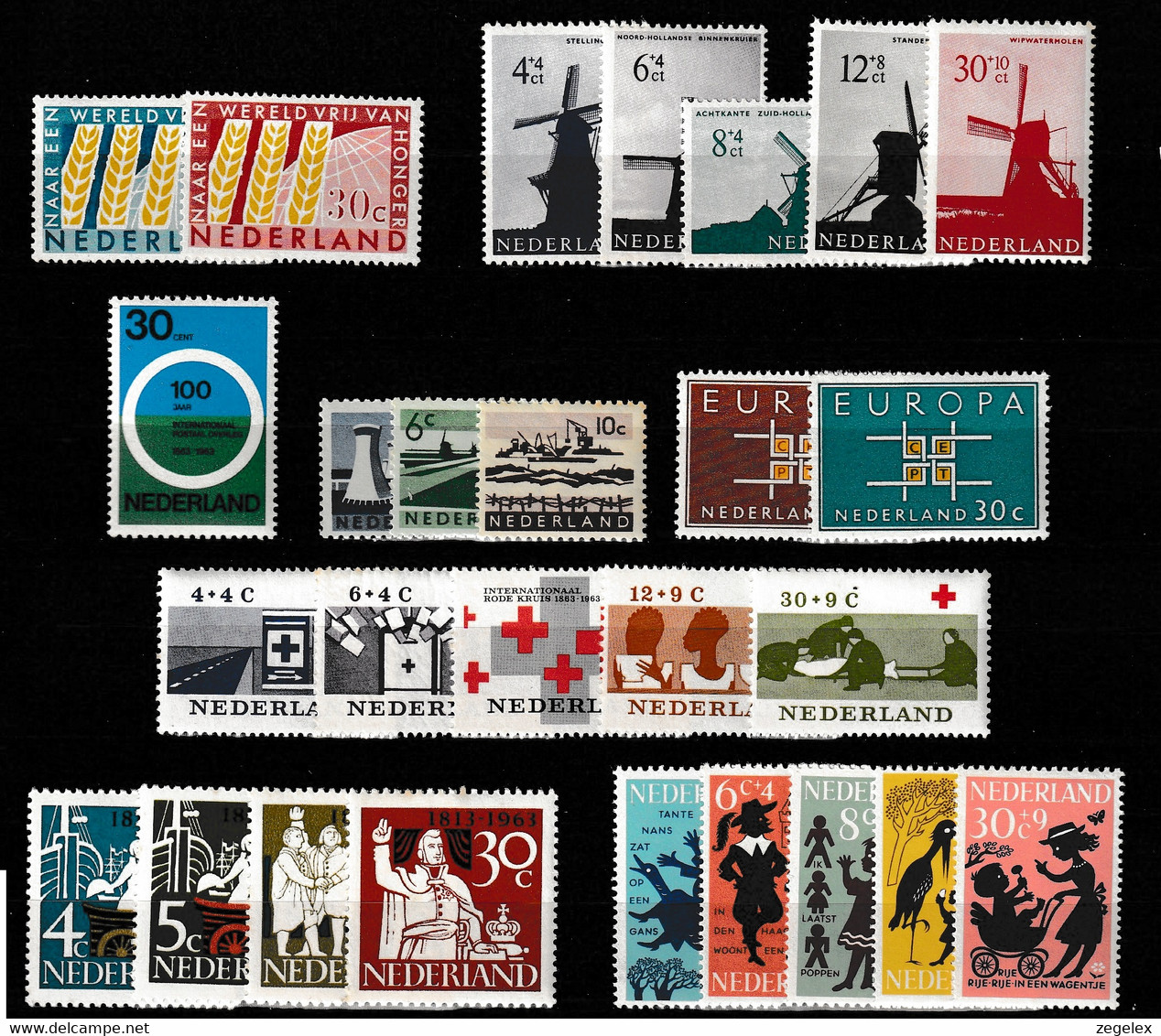 1963 Jaargang Nederland NVPH 784-810 Complete. Postfris/MNH** - Full Years