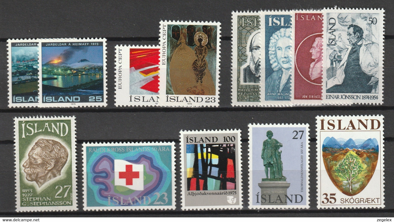 Iceland 1975 Year Complete MiNr. 500-512 Yv. 453-465 MNH** Postfris - Full Years