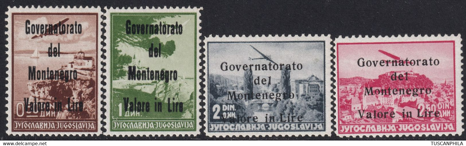 Montenegro Posta Aerea 4 Valori Sass 10/13 MLH* Spl Cv 104 - Montenegro
