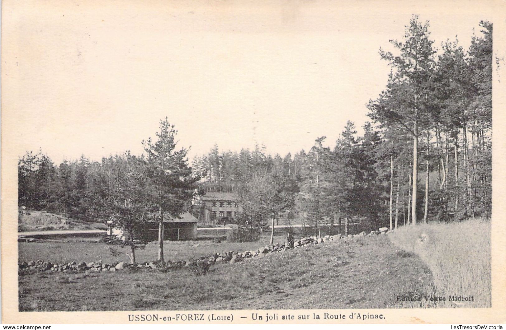 CPA - FRANCE - 42 - USSON En FOREZ - Un Joli Site Sur La Route D'Apinac - Edition Vve Midroit - - Autres & Non Classés