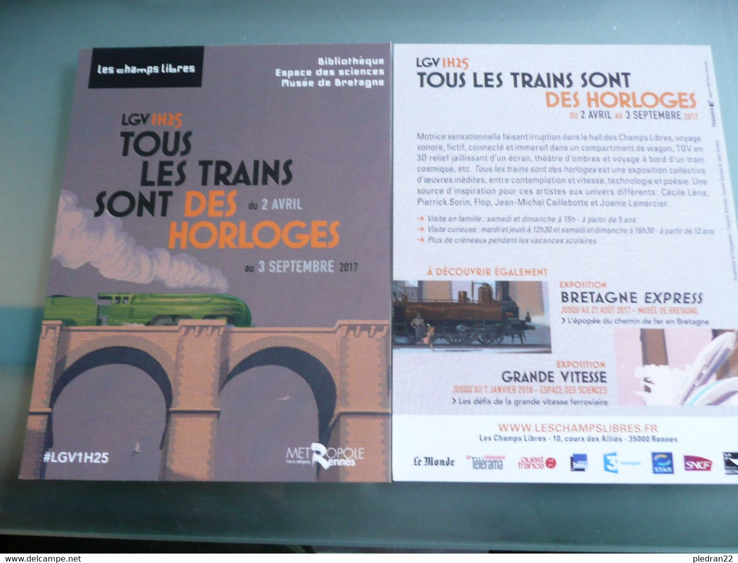 FICHE FORMAT CARTE POSTALE EXPOSITION LGV SNCF TOUS LES TRAINS SONT DES HORLOGES RENNES 2017 - Other & Unclassified