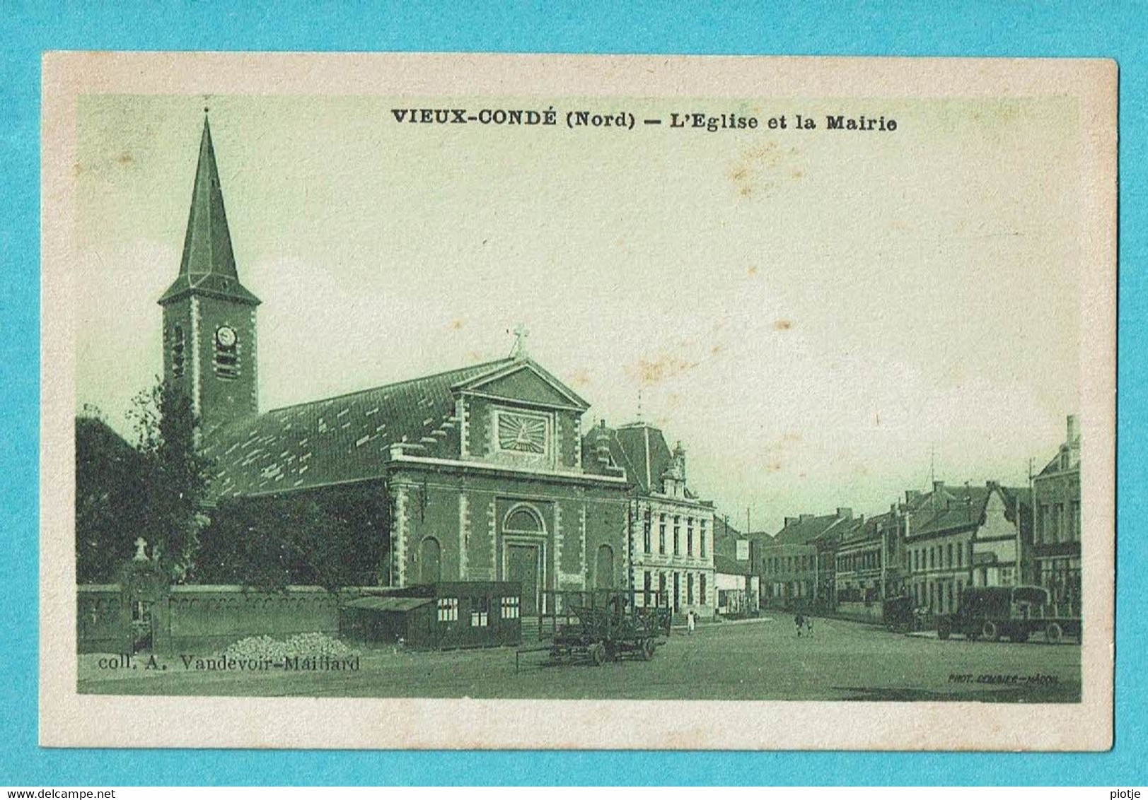 * Vieux Condé (Dép 59 - Nord - France) * (Coll A. Vandevoir Maillard) église Et La Mairie, Kerk, Church, Kirche, Old - Vieux Conde