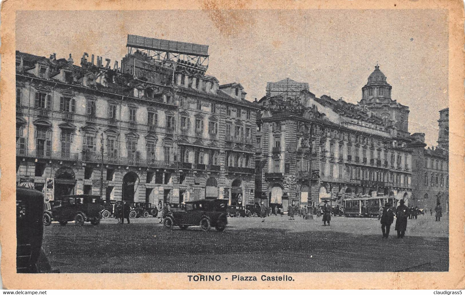3435" TORINO -  PIAZZA CASTELLO " ANIMATA TRAM  E AUTO  ANNO 1929 - Places & Squares