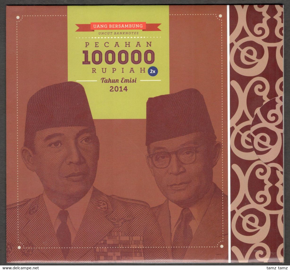 Indonesia 100000 100,000 Rupiah Uncut Sheet 2 X 1 Including Lux Folder AAM003332 - Indonésie