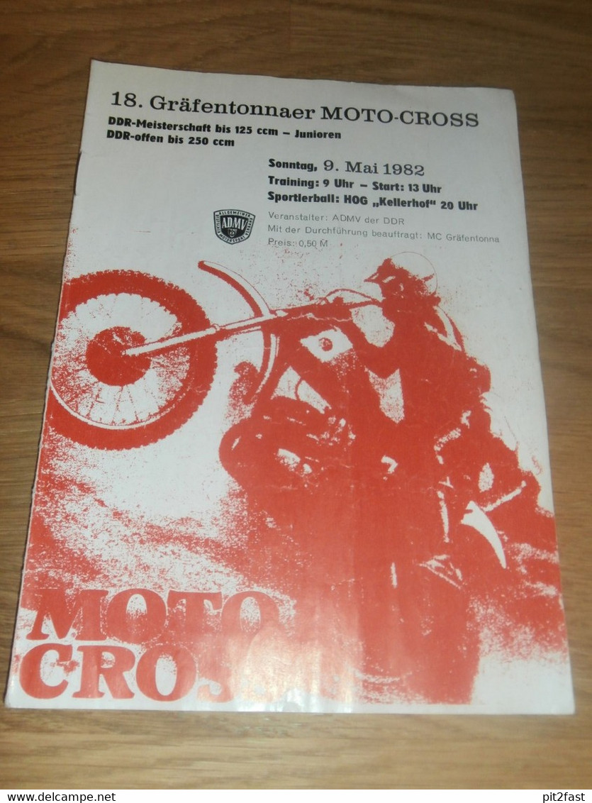 Moto Cross DDR Meisterschaft Gräfentonna , 9.05.1982 , Motocross , Programmheft / Programm / Rennprogramm , Program !!! - Motos