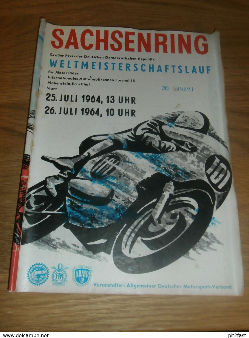 Sachsenring Weltmeisterschaft 26.07.1964 , Motorradrennen , Programmheft / Programm / Rennprogramm , Program !!! - Motos