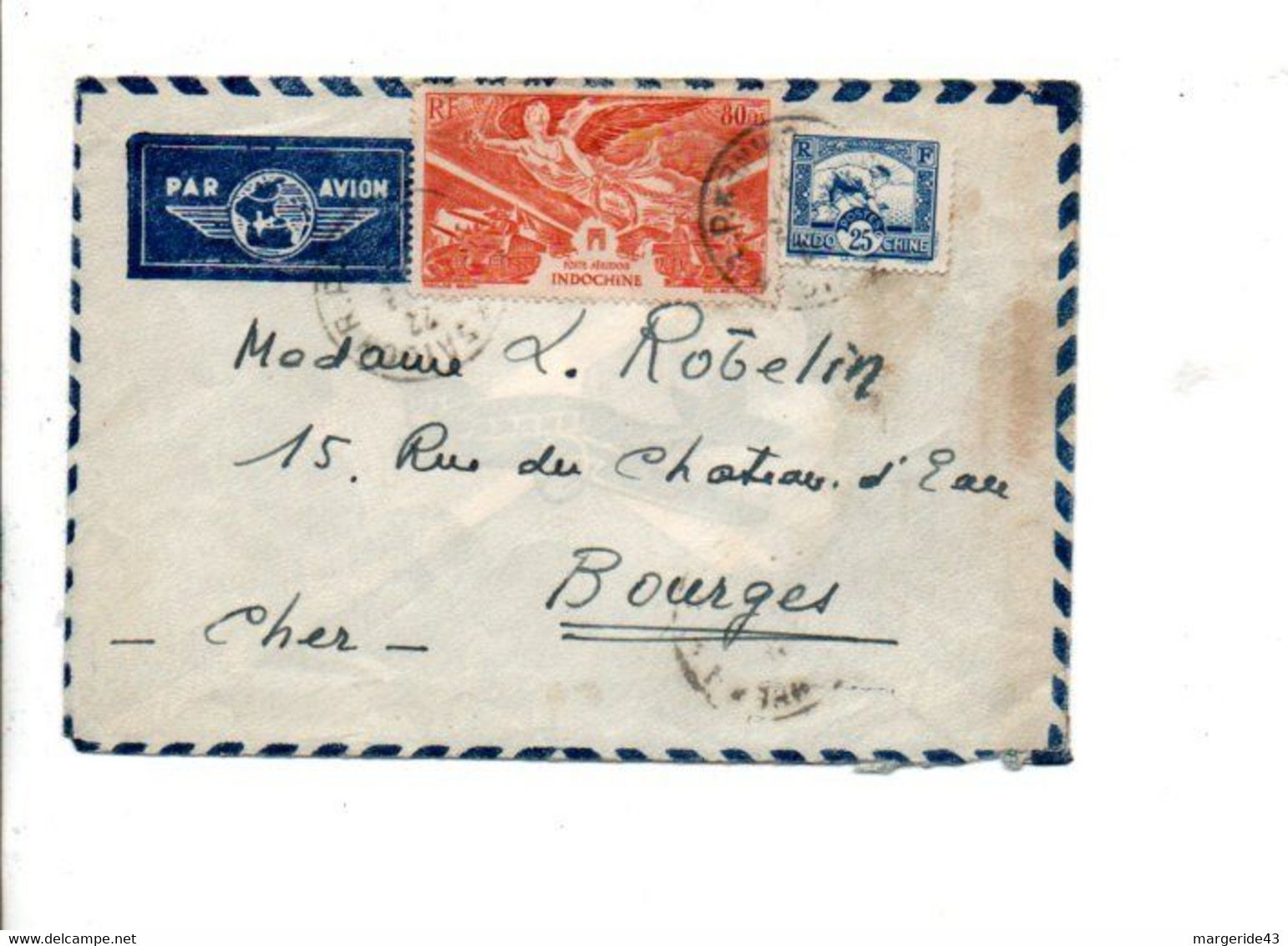 COCHINCHINE AFFRANCHISSEMENT COMPOSE SUR LETTRE DE SAÏGON POUR LA FRANCE 1947 - Storia Postale