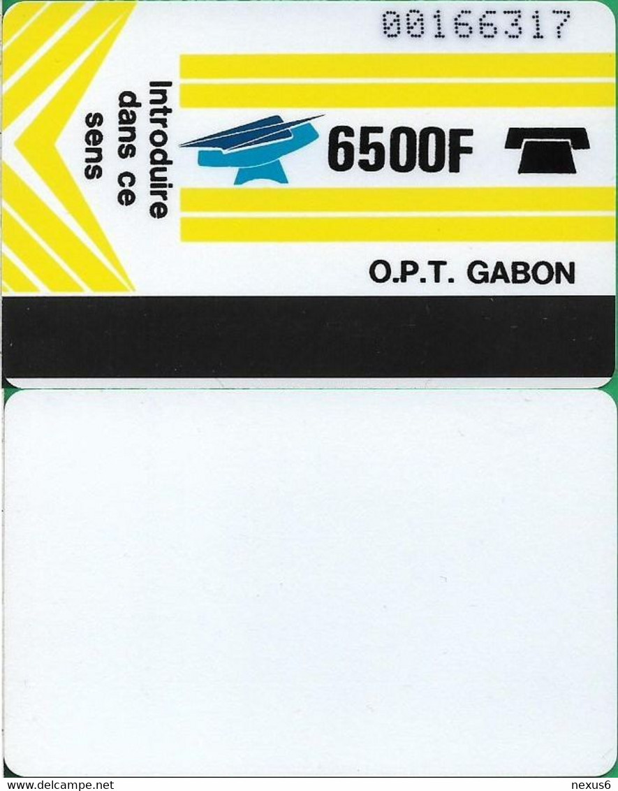 Gabon - OPT (Autelca) - New Logo (Yellow), White Reverse - Cn. 00xxxxxx Dashed Ø, WithOUT Yellow Line, 6.500Fcfa, Used - Gabun