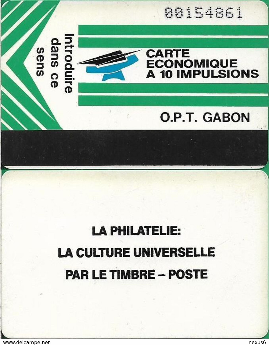 Gabon - OPT (Autelca) - New Logo (Green), Reverse ''La Philatelie... '' - 10Units, Used - Gabon