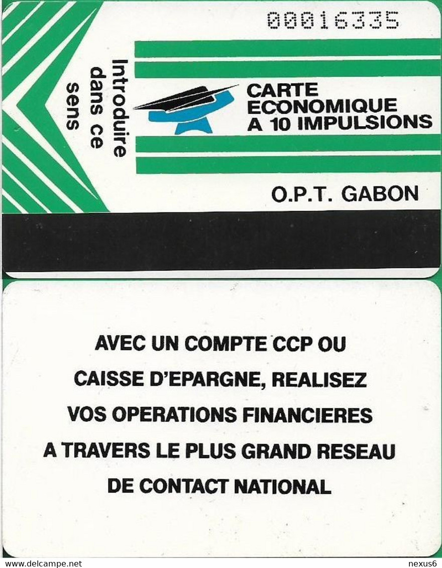 Gabon - OPT (Autelca) - New Logo (Green), Reverse ''Avec Un Compte.. '' - 10Units, Used - Gabun