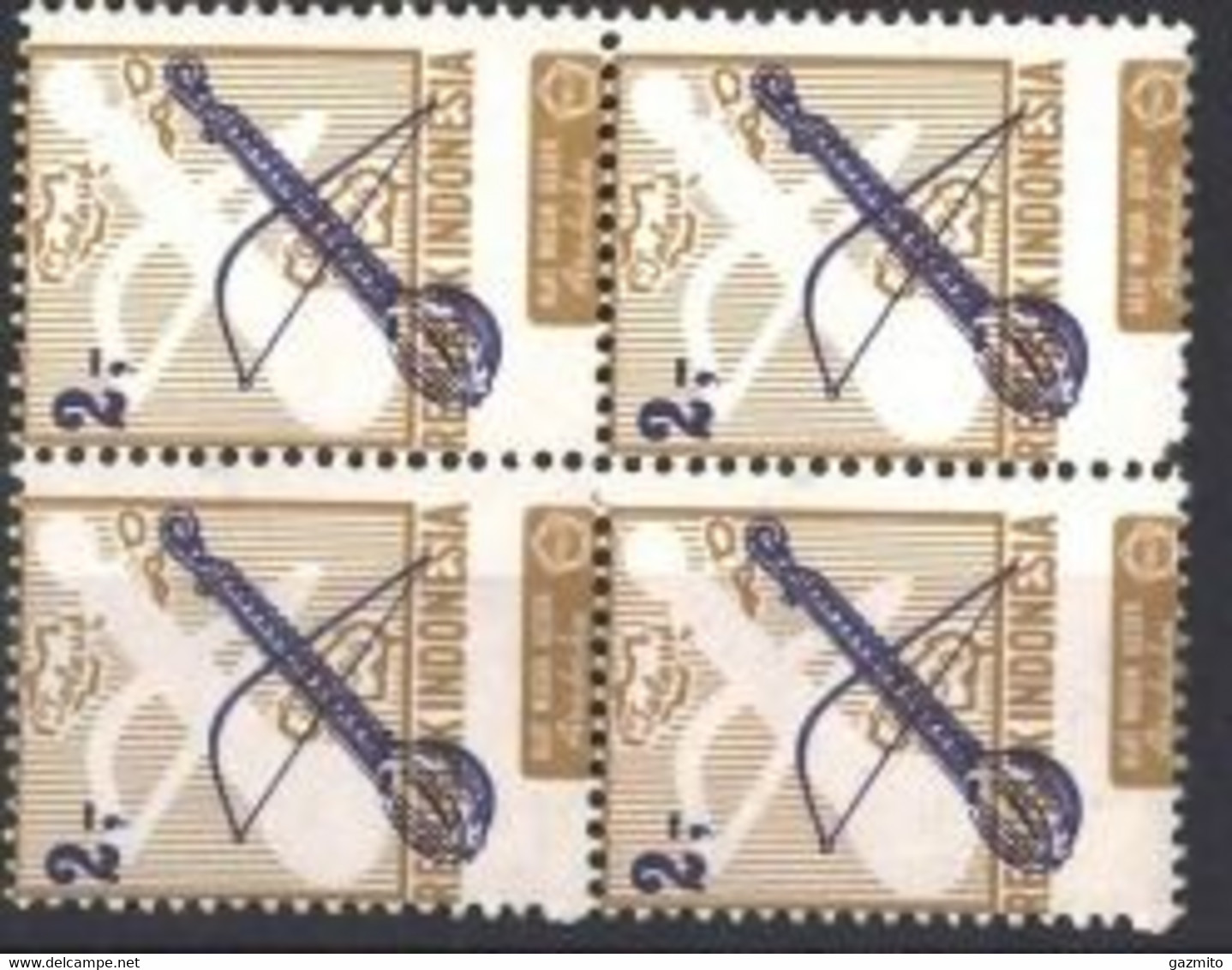 Indonesia 1967, Musical Instrument, 3R, COLOR CUTTING ERROR - Oddities On Stamps