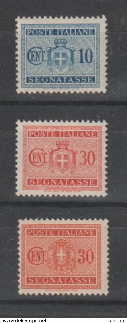 LUOGOTENENZA:  1945  TASSE  -  C. 10 + C. 30x2  N. -  SASS. 74 + 77x2 - Segnatasse