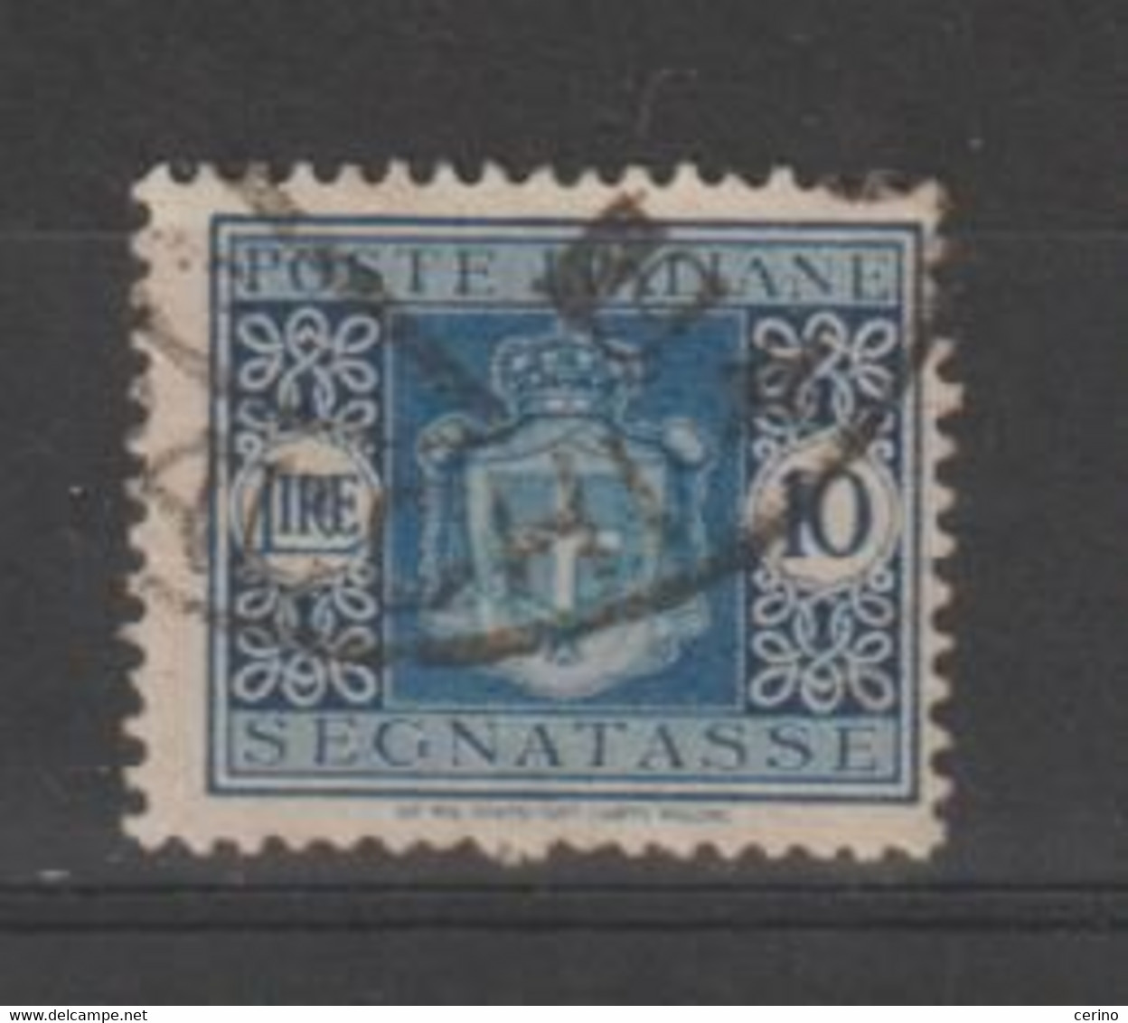 LUOGOTENENZA:  1945  TASSE  -  £. 10  AZZURRO  US. -  FILIGRANA  -  SASS. 95 - Postage Due