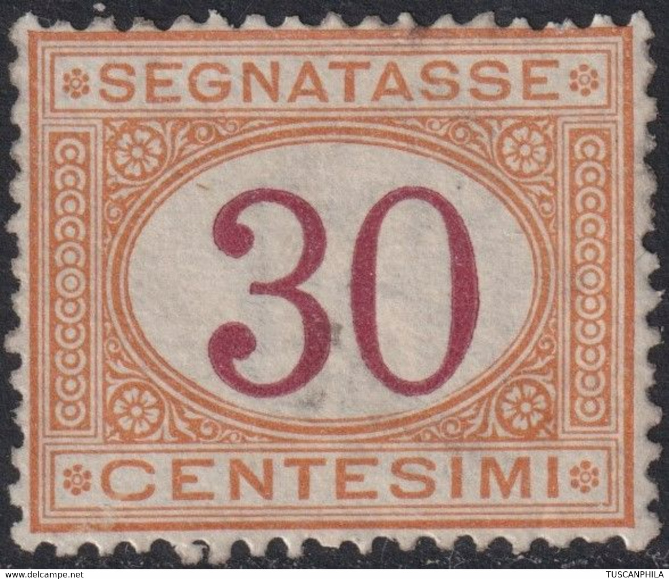 Segnatasse I^ Em. 30 C. Ocra E Carminio Sass 7 SG(*) Centratissimo Cv 4200 - Taxe