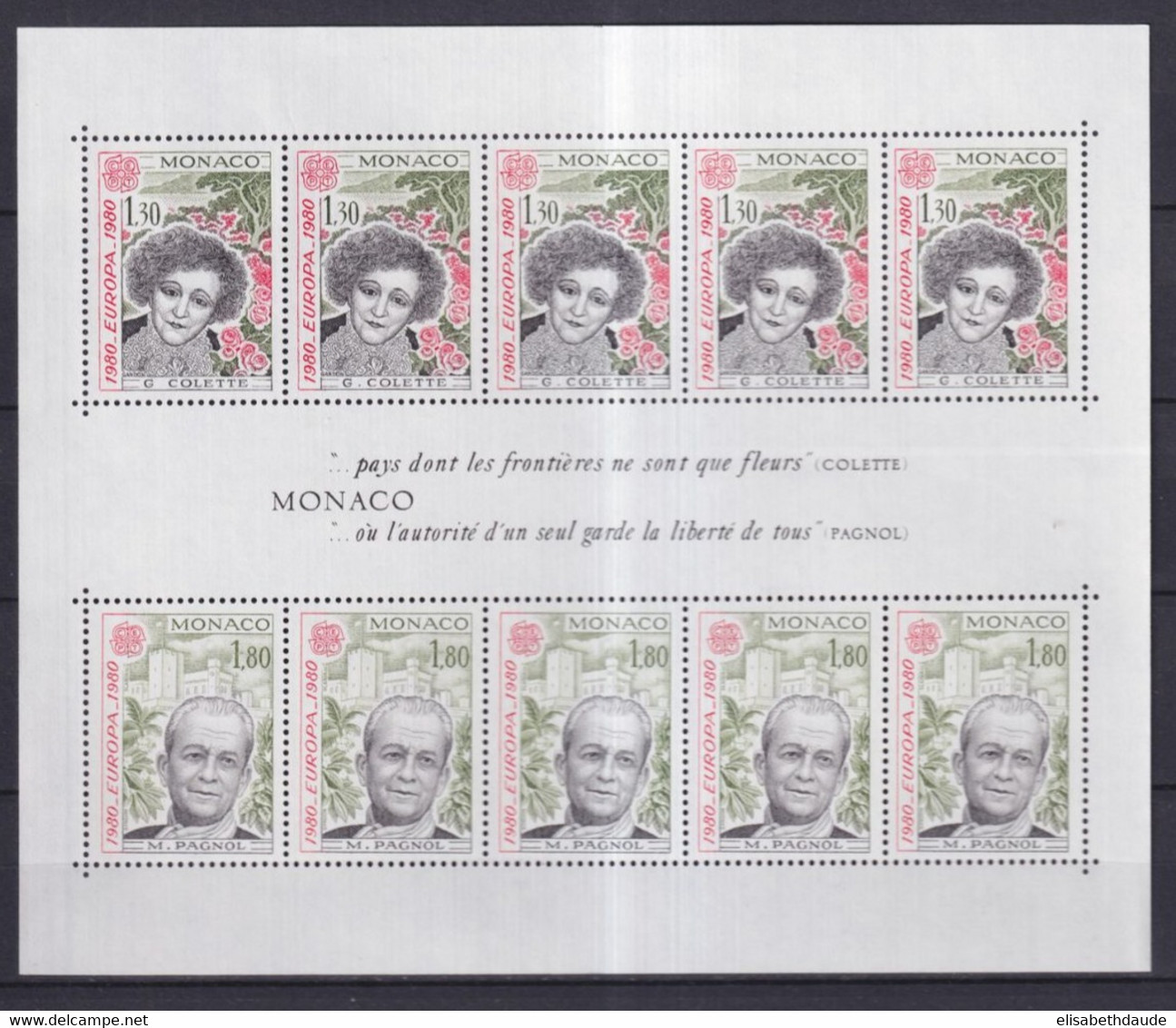 MONACO - 1980 - BLOC EUROPA N° 18 ** MNH - COTE YVERT = 18 EUR. - 1980