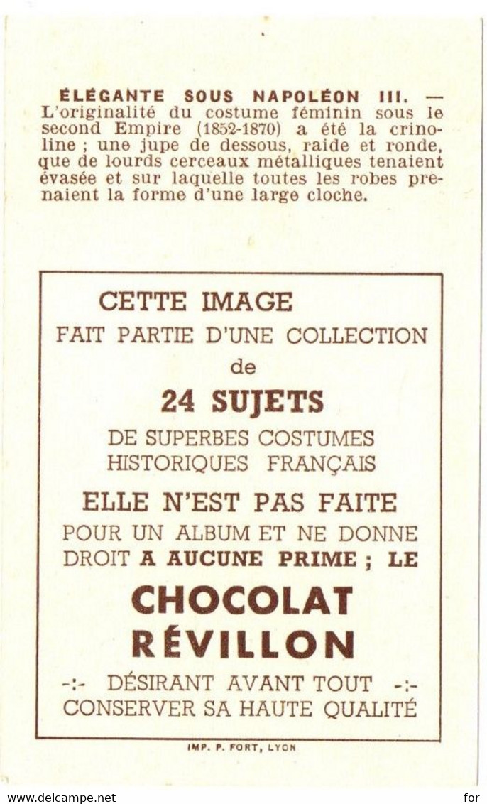 Chromo : Chocolat : Revillon : Les Costumes : élégante Sous Napoléon III : - Revillon