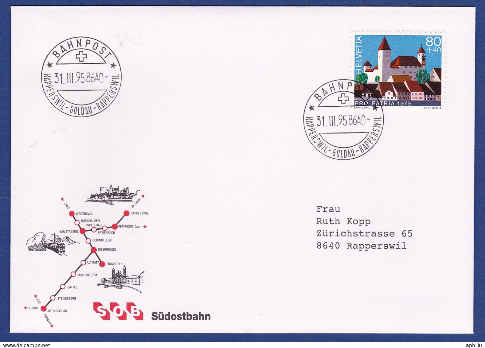 86O/25: Bahnpost  "* BAHNPOST */ 8640 / RAPPERSWIL - GOLDAU - RAPPERSWIL" (BP0093) - Railway