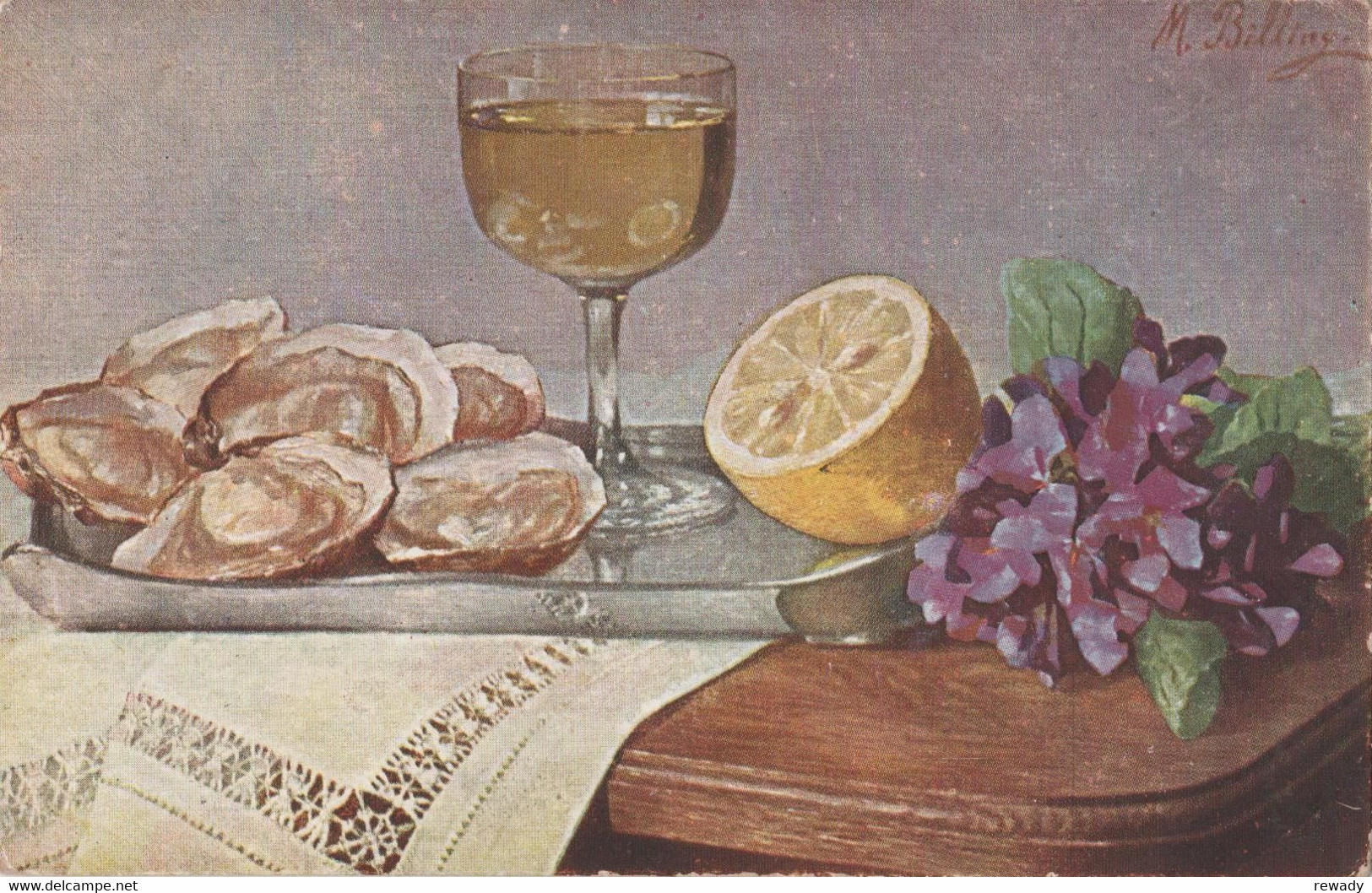 Shells - Lemon - Glass Of Wine - Flowers - Illustrateur Billing - Billing, M.