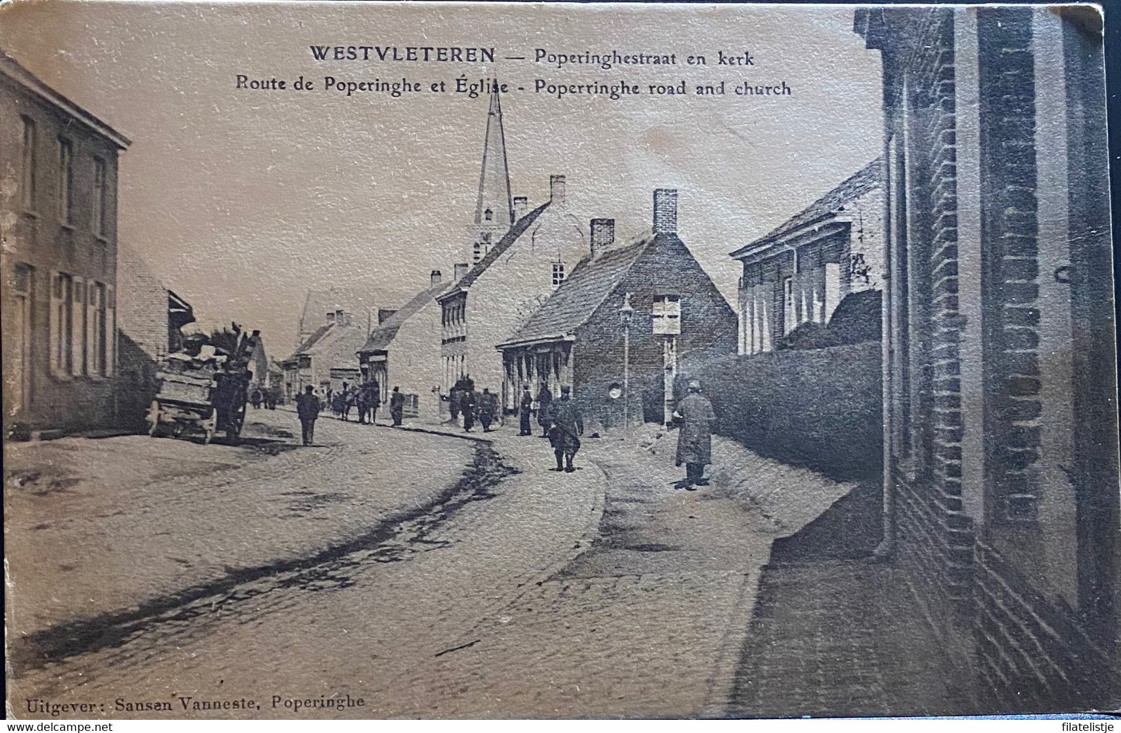 Westvleteren Poperingestraat En Kerk Met Animatie - Vleteren