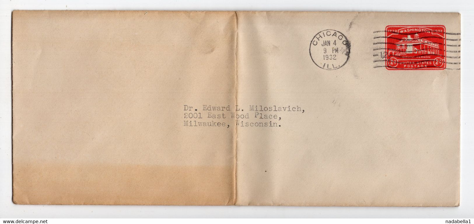 1932. UNITED STATES,CHICAGO,2 $  STATIONERY STAMPED COVER,USED TO MILWAUKEE,FOLDED - 1921-40