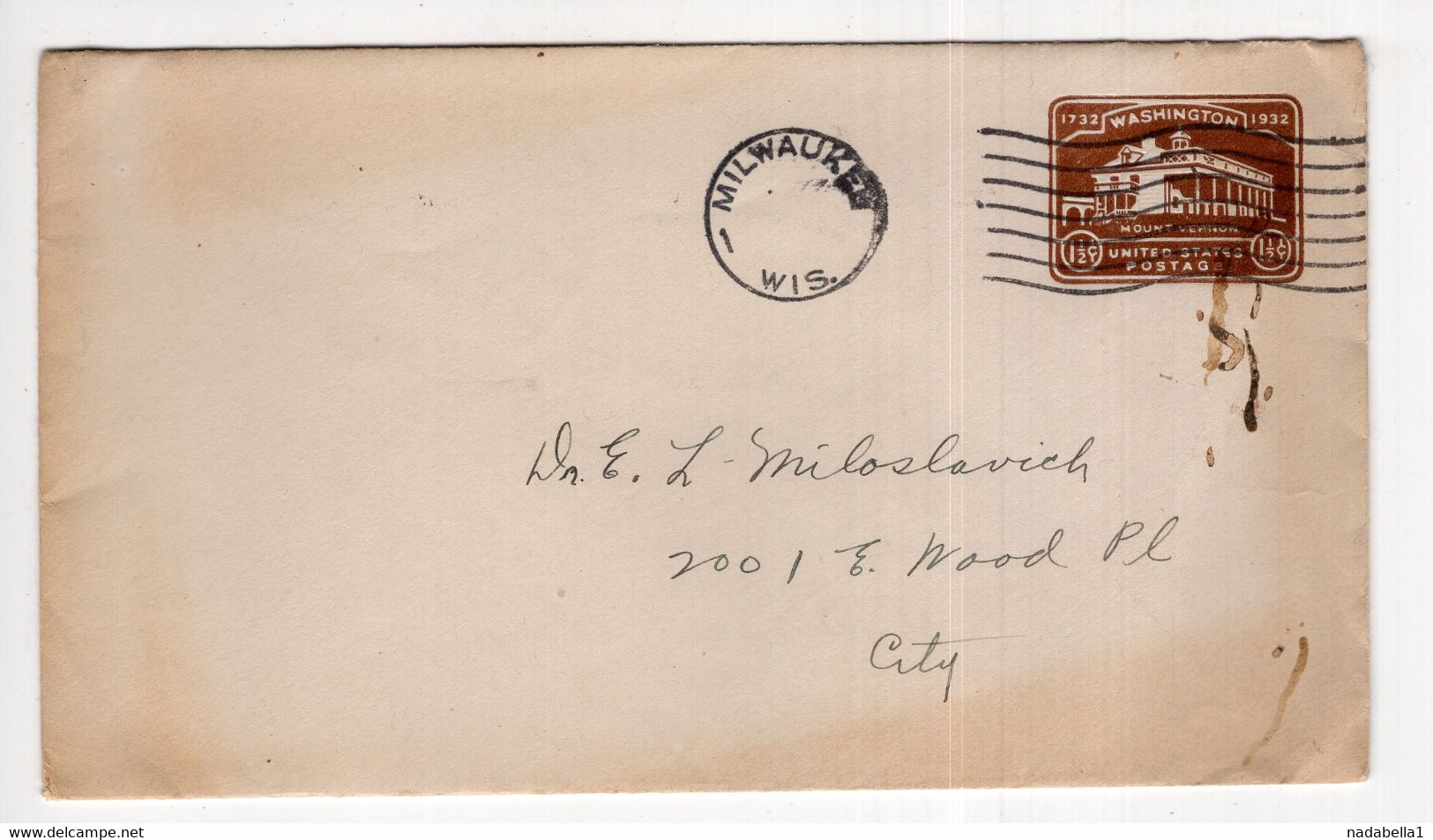 1930. UNITED STATES,MILWAUKEE,1 1/2 CENT STATIONERY STAMPED COVER,USED - 1921-40