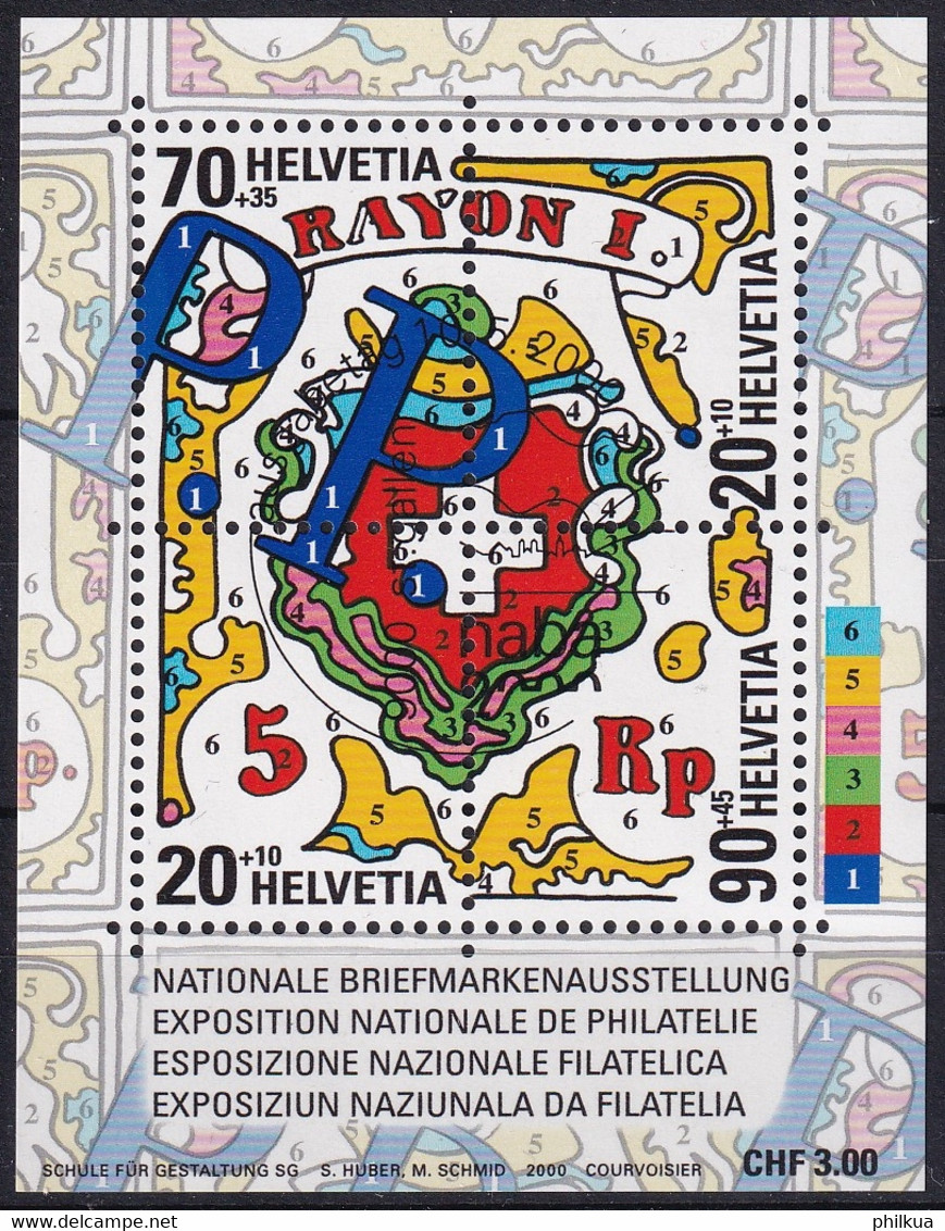 MiNr. 1722 - 725 (Block 30) Schweiz 2000, 10. Mai. Blockausgabe: Nationale Briefmarkenausstellung NABA 2000, St. Gallen - Expositions Philatéliques