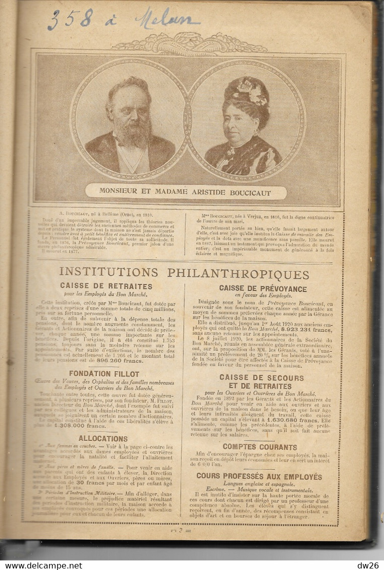 Agenda Du Bon Marché 1922 - Maison Aristide Boucicaut - Couverture Cartonnée Et Toilée - Otros & Sin Clasificación