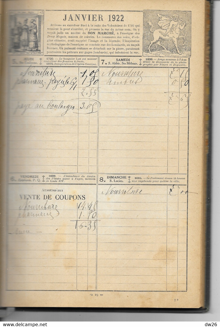 Agenda Du Bon Marché 1922 - Maison Aristide Boucicaut - Couverture Cartonnée Et Toilée - Altri & Non Classificati