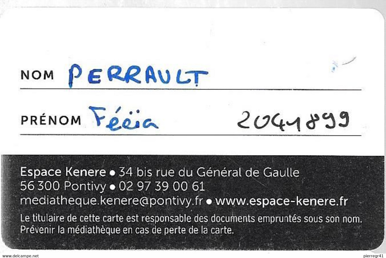 CARTE*LECTEUR -KENERE-MEDIATHEQUE-56-PONTIVY-TBE- - Other & Unclassified