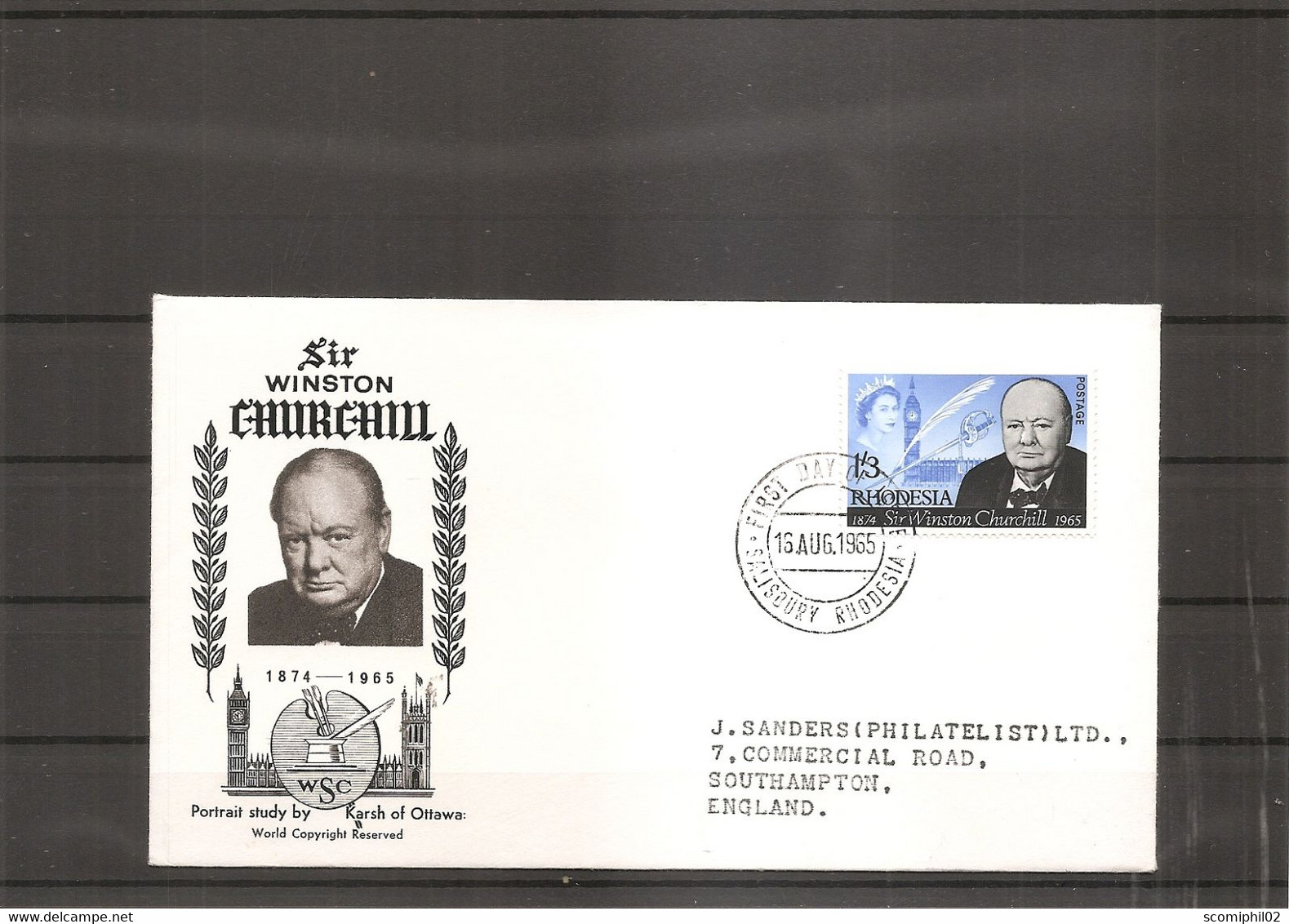 Churchill ( FDC De Rhodésie De 1965 à Voir) - Sir Winston Churchill