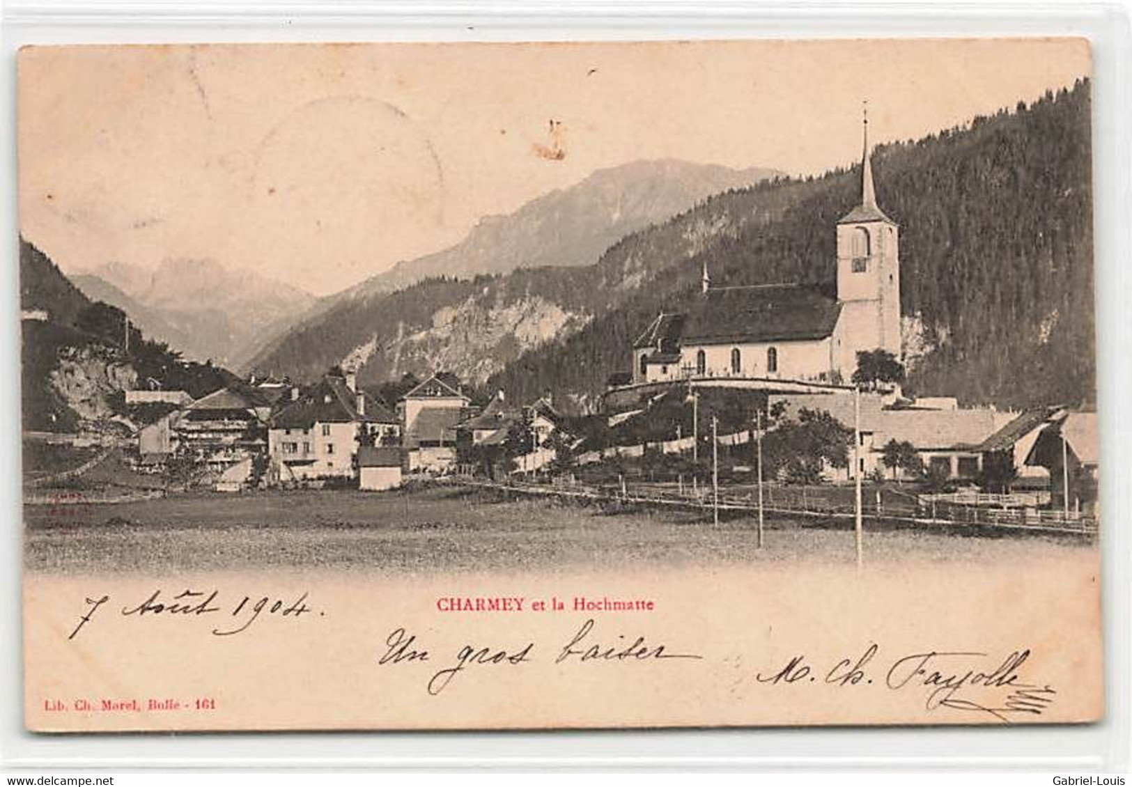 Charmey Et La Hochmatte Morel 161 1904 Eglise Cachet Gruyère - Charmey