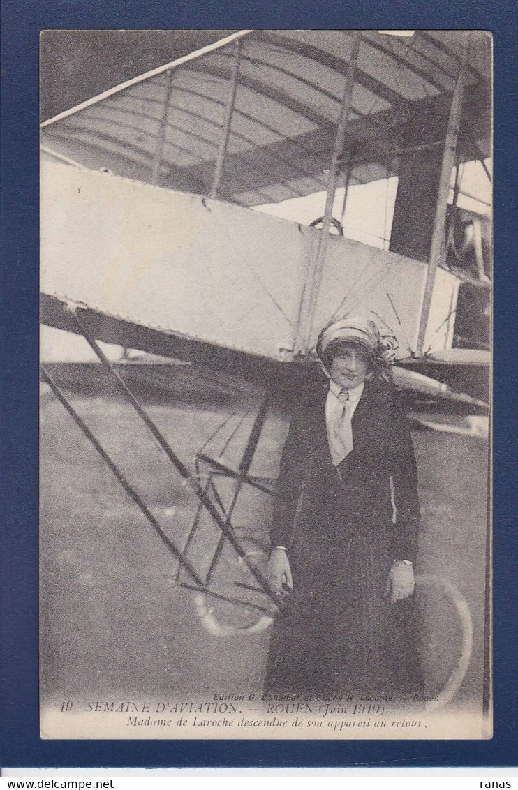 CPA Aviation Aviatrice Aviateur Madame De Laroche Rouen Non Circulé - Aviateurs