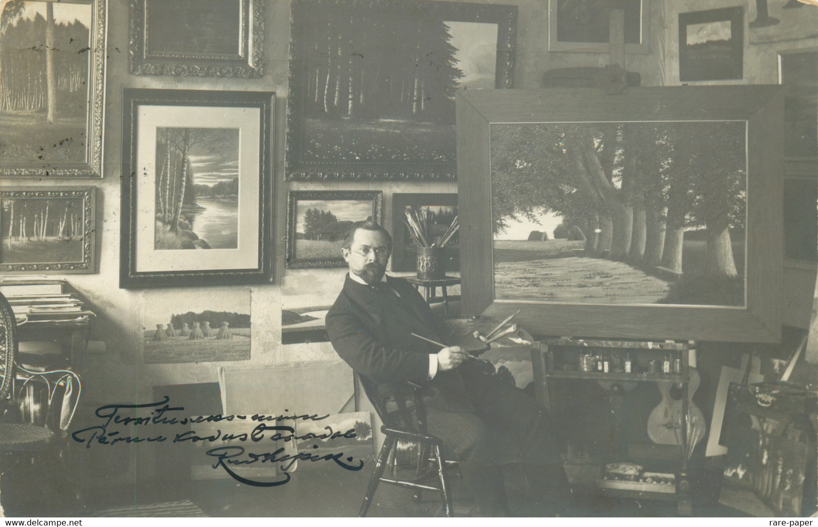 Russian Empire Estonia Pernov Parnu Artist In His Studio SIGNED Autograph - Estonie