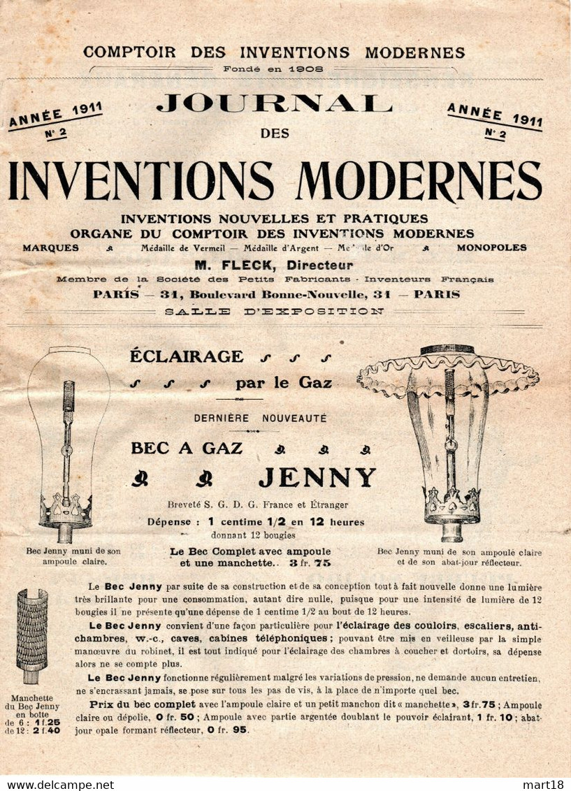 Journal Des Inventions Modernes - 1911 - Rasoir Eclairage Agrafeuse Ozogène..... - Apparatus