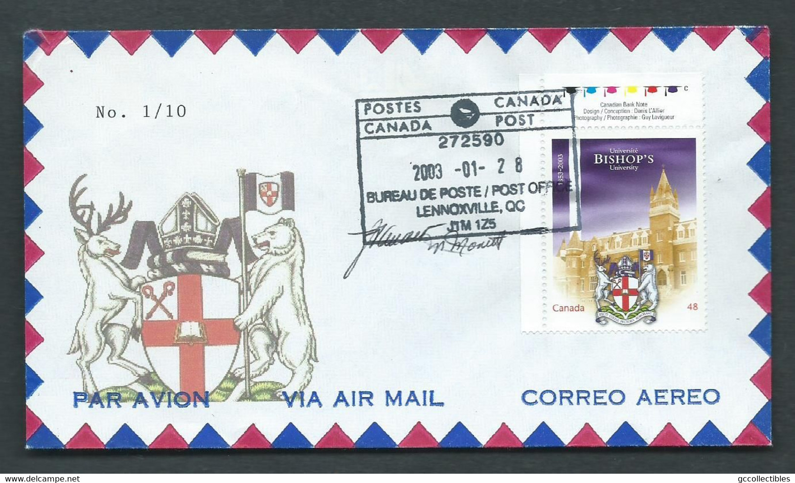 Canada # 1973 On Airmail Limited Private Cover (No. 1/10) - Bishop's University - HerdenkingsOmslagen