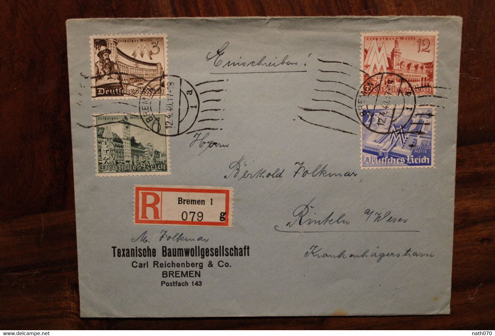 1940 Bremen Rinteln Deutsches Dt Reich Cover Einschreiben Registered Reco R Leipziger Messe Mi 739 740 741 742 - Lettres & Documents