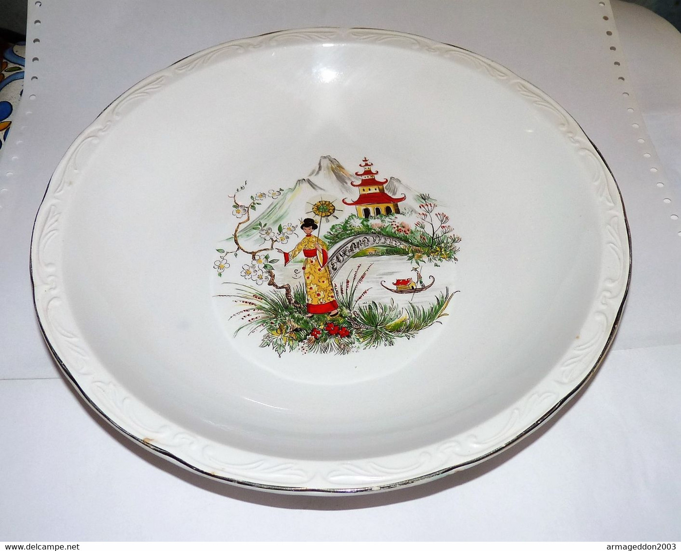 PLAT ROND DIGOIN SARREGUEMINES MODELE SENS DECOR JAPON GEISHA TBE - Sarreguemines (FRA)